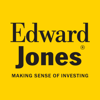 Edward Jones Logo - Black serif and sans-serif type on yellow square background