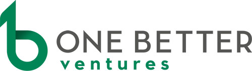 One Better Ventures - Green and gray sans-serif type with stylized letter b to left